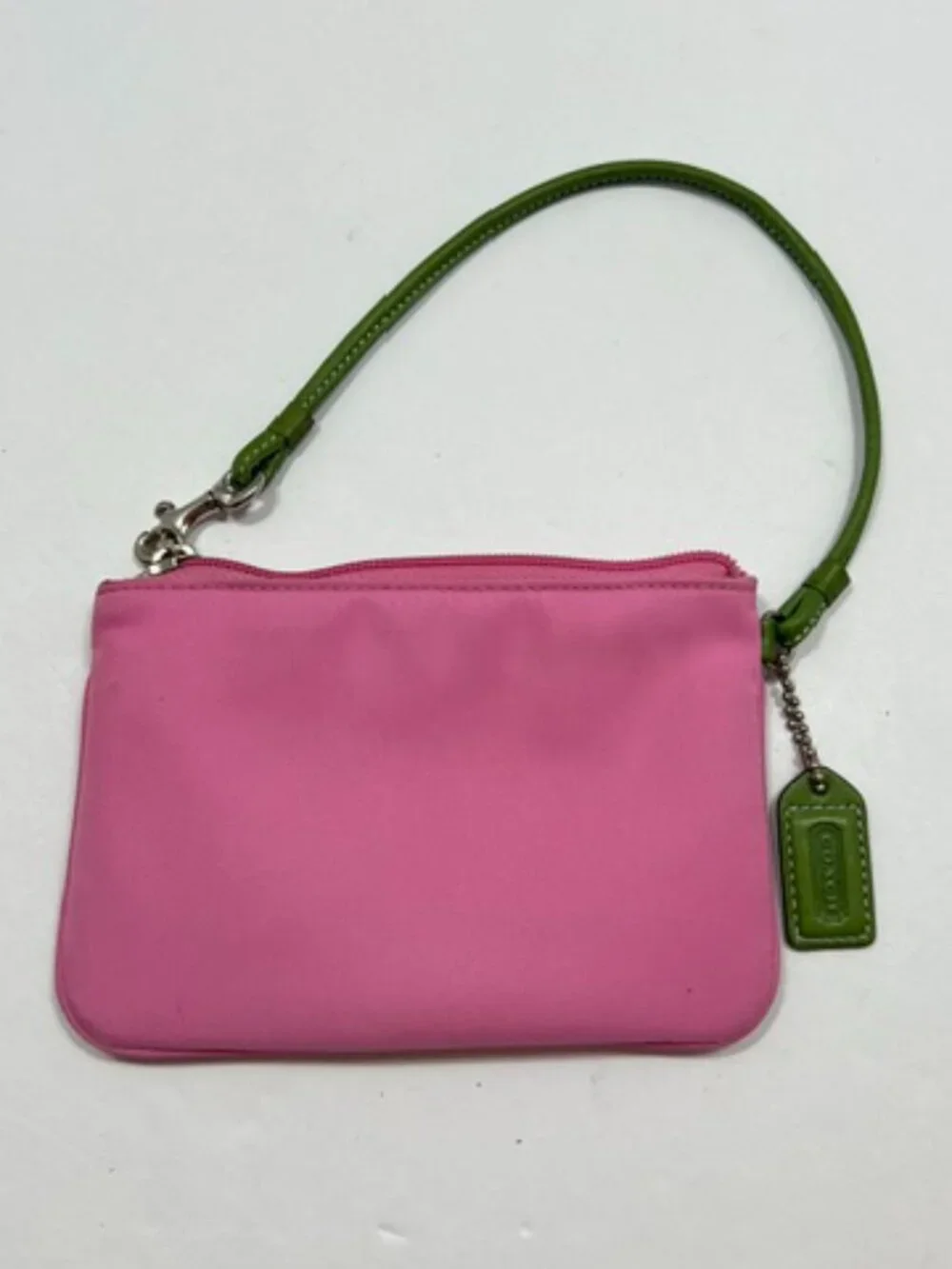 Coach Hamptons Weekend Nylon Small Wristlet Wallet Bag Hot Pink/Green